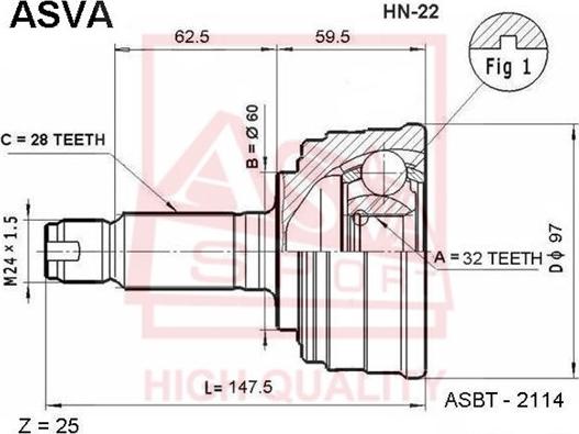 ASVA HN-22 - Šarnīru komplekts, Piedziņas vārpsta www.avaruosad.ee