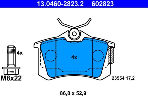 ATE 13.0460-2823.2 - Brake Pad Set, disc brake www.avaruosad.ee