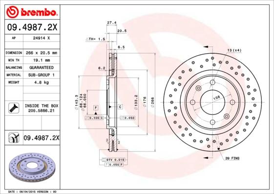 Brembo 09.4987.2X - Brake Disc www.avaruosad.ee