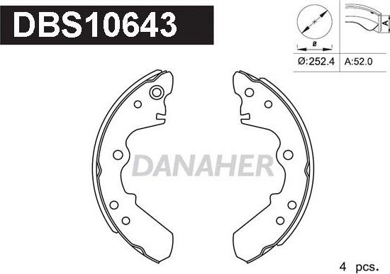 Danaher DBS10643 - Комплект тормозных башмаков, барабанные www.avaruosad.ee