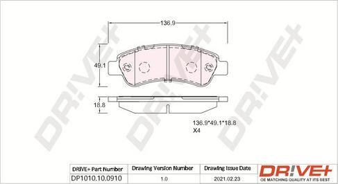 Dr!ve+ DP1010.10.0910 - Brake Pad Set, disc brake www.avaruosad.ee
