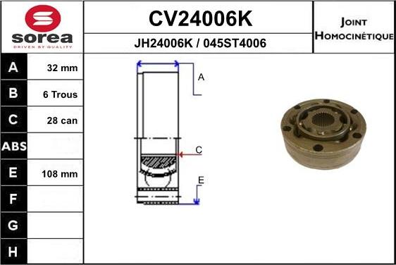 EAI CV24006K - Joint Kit, drive shaft www.avaruosad.ee