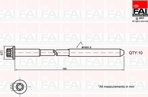 FAI AutoParts B489 - Bolt Kit, cylinder head www.avaruosad.ee