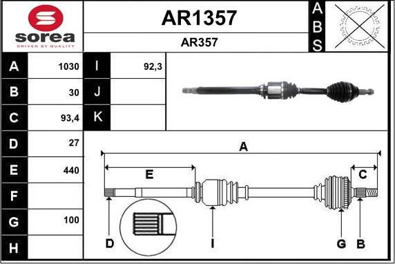 SNRA AR1357 - Drive Shaft www.avaruosad.ee
