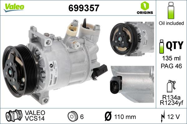 Valeo 699357 - Compressor, air conditioning www.avaruosad.ee
