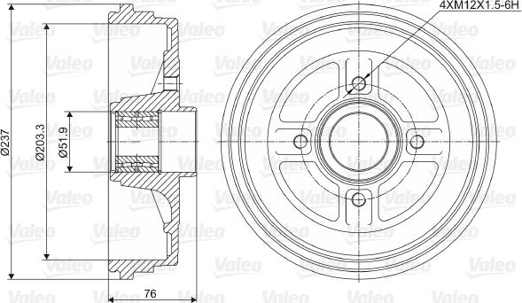 Valeo 237034 - Brake Drum www.avaruosad.ee