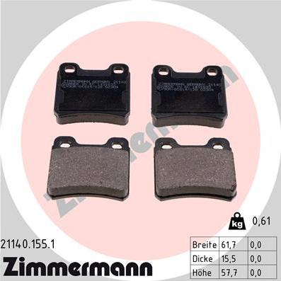 Zimmermann 21140.155.1 - Brake Pad Set, disc brake www.avaruosad.ee