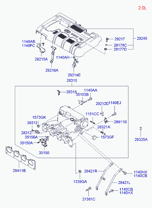 KIA 28411-37100 - Intake manifold: 2 pcs. www.avaruosad.ee